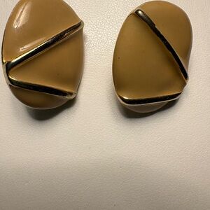 Vintage Gold and Tan Women's Earrings